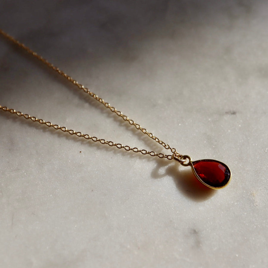 Faceted Pear Shape Garnet Necklace