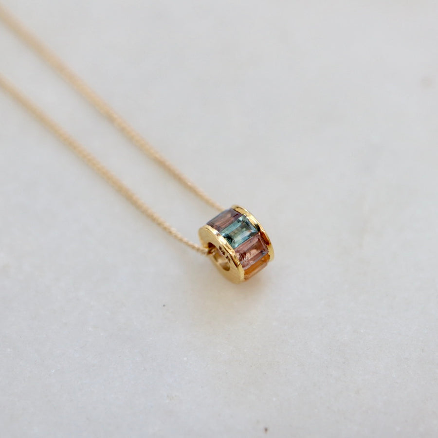 Roundel Rainbow Sapphire Necklace