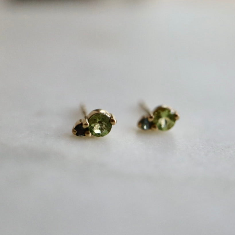 Mizu Peridot and Topaz Stud Earrings