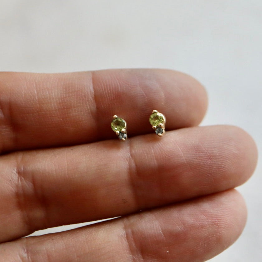 Mizu Peridot and Topaz Stud Earrings