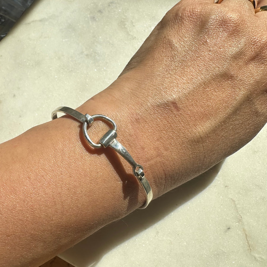 Hinged Snaffle Bit Sterling Silver Bracelet