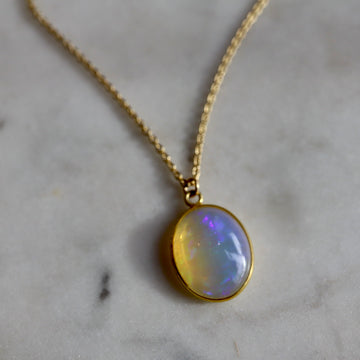 18K Gold Opal Necklace