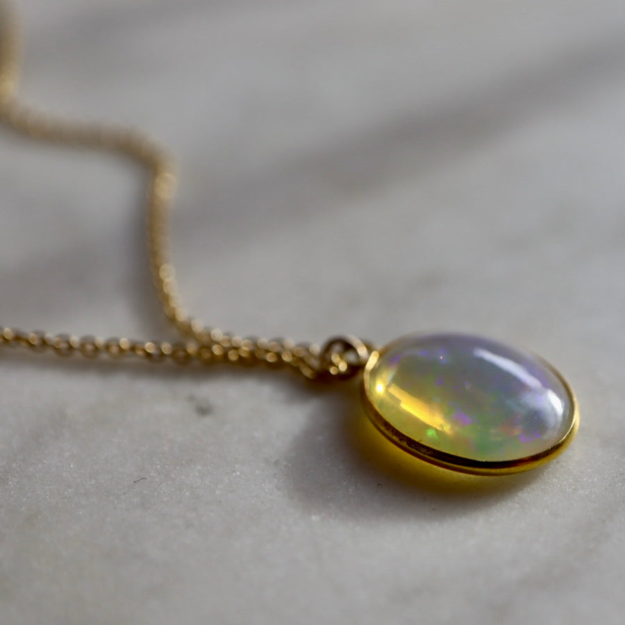 18K Gold Opal Necklace