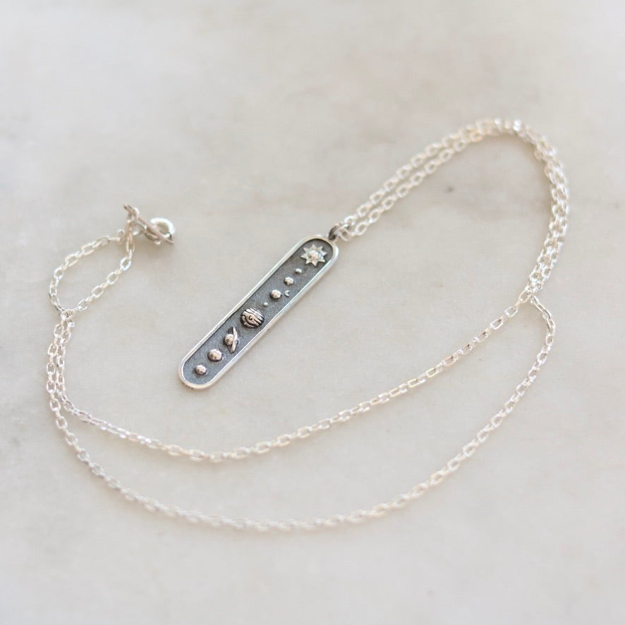 Silver Solar System Pendant Necklace