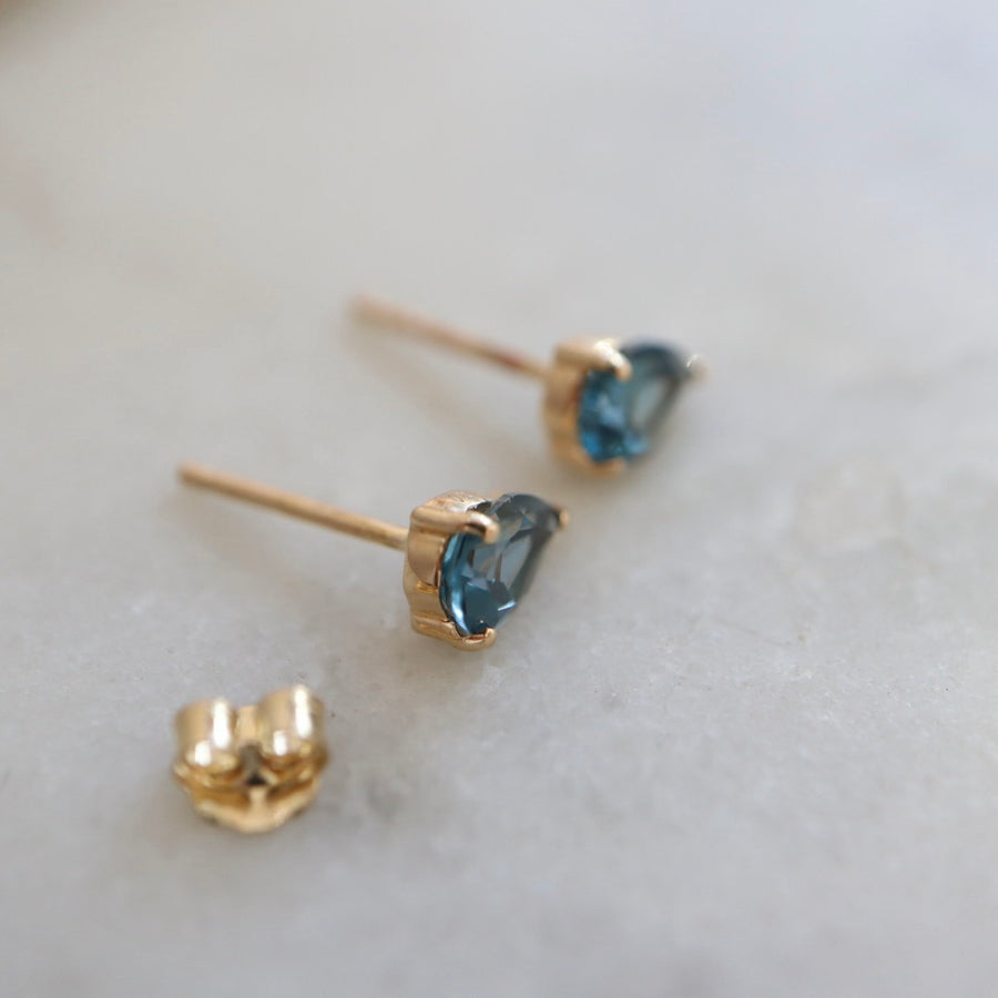 Pear Blue Topaz Stud Earrings