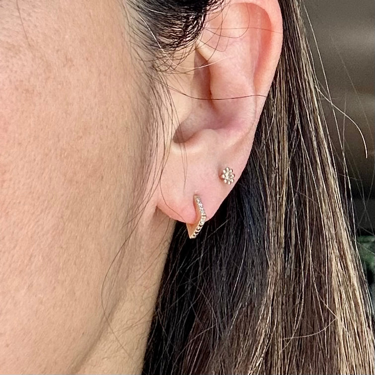 Black and White Diamond Geometric Hoop Earrings