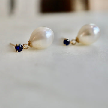 Blue Sapphire and Pearl Earring