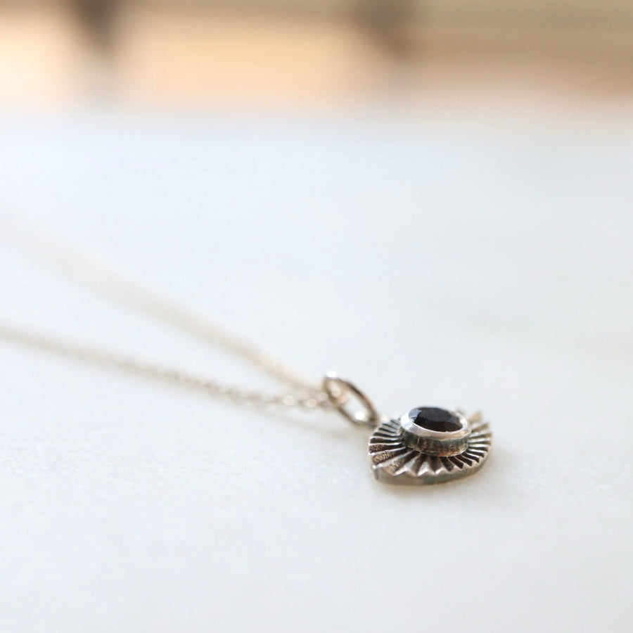 Garnet Eye Silver Necklace