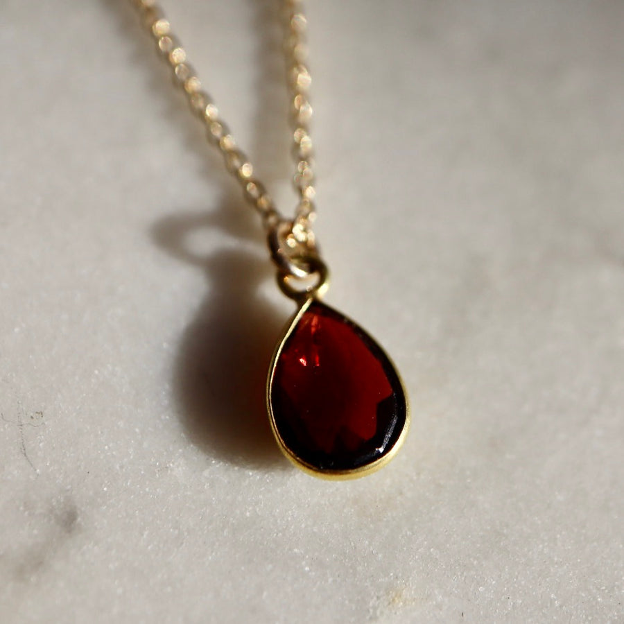 Faceted Pear Shape Garnet Necklace