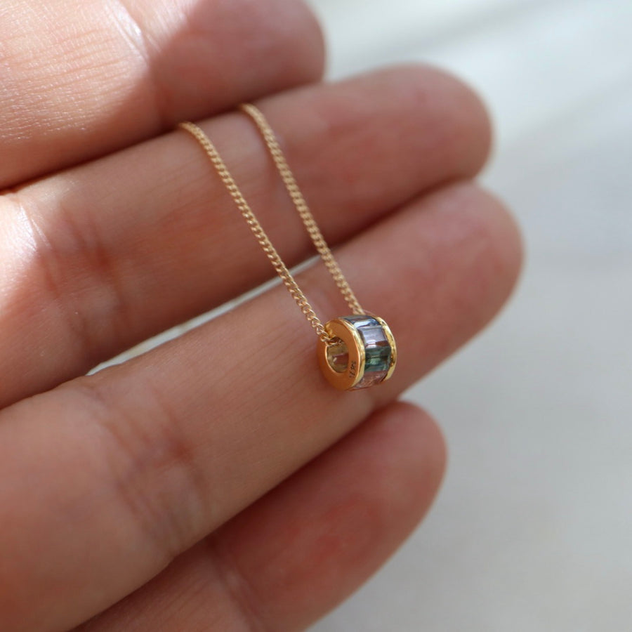 Roundel Rainbow Sapphire Necklace