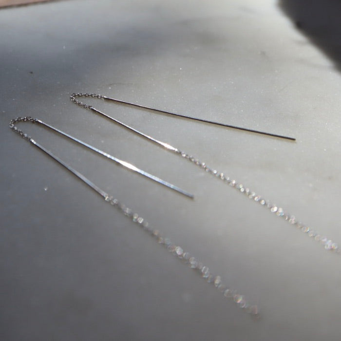 Shippo Thread Through Sterling Silver Chain and Wire Earrings