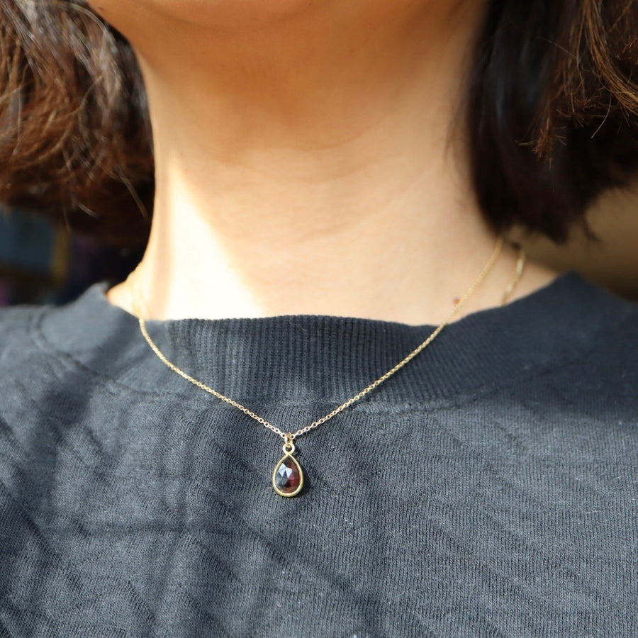 Faceted Pear Shape Garnet Necklace