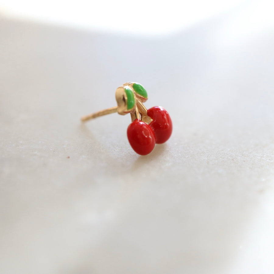 Enamel Cherry Stud Earring