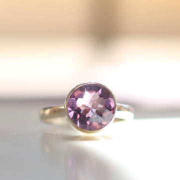 Bezel Set Amethyst Silver Ring