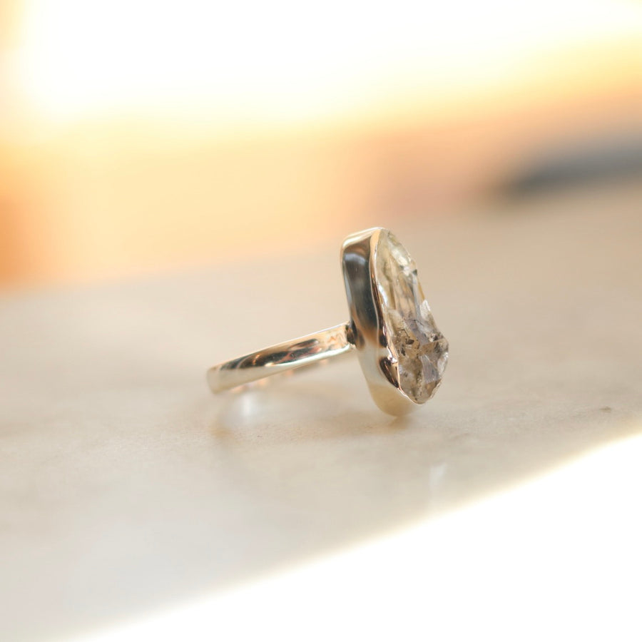 Elongated Icy Quartz Ring