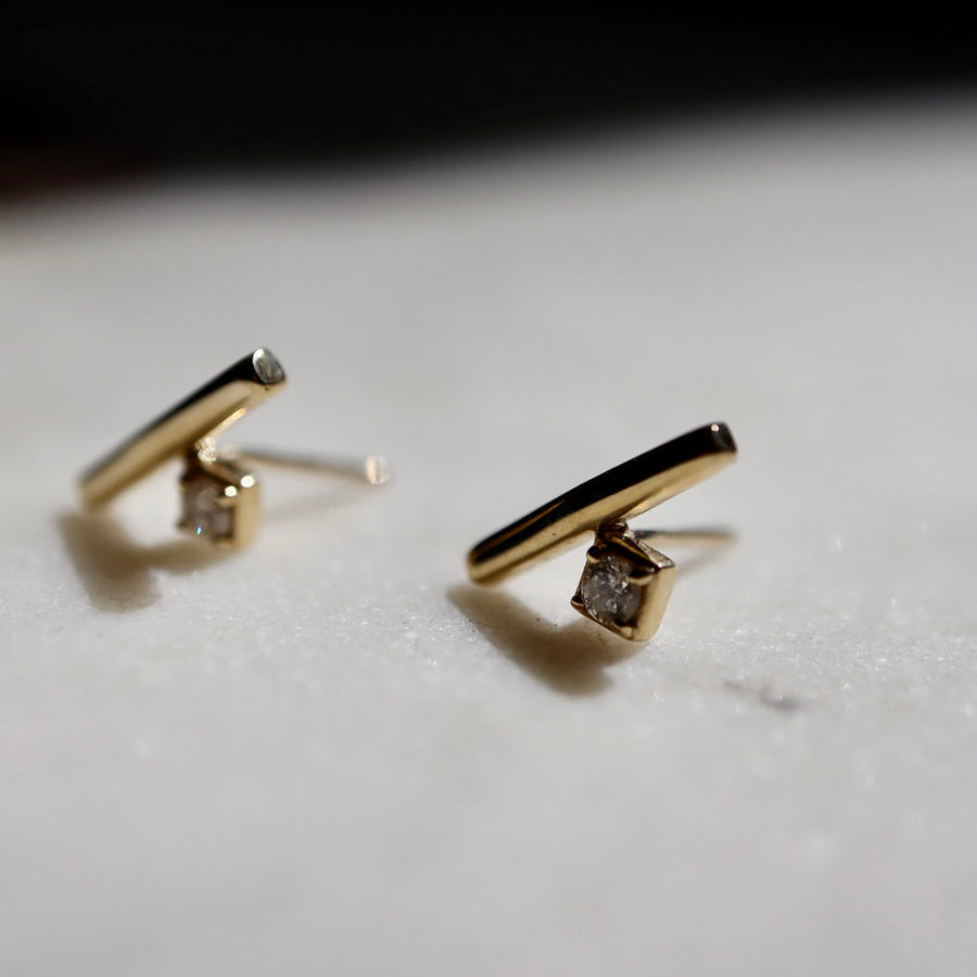 Shita Diamond and Bar Stud Earrings