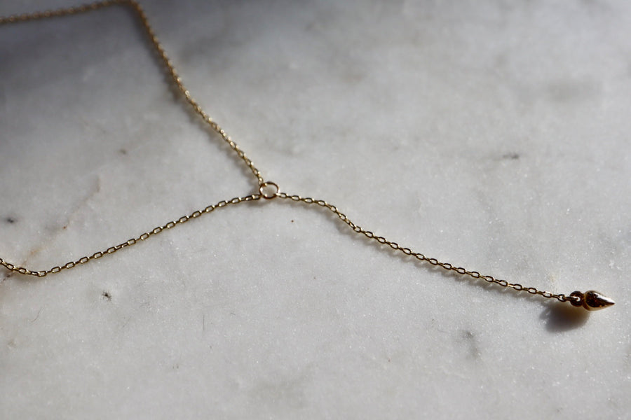 Gold Drop Lariat Necklace