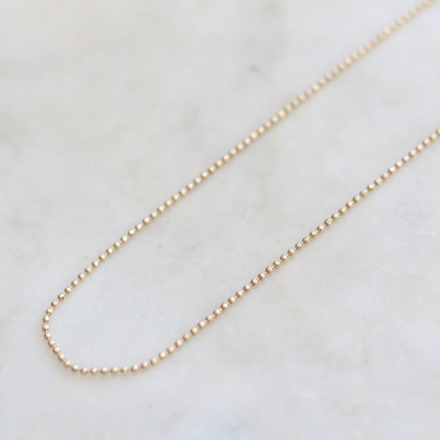 1.5mm Faceted Gold Beads Chain Necklace